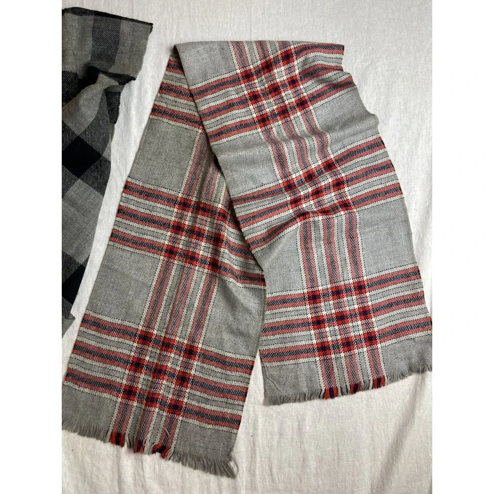 Vintage 80s 90s Plaid Scarf Dark Academia Mod Preppy Grey Red Black France‎ Lot